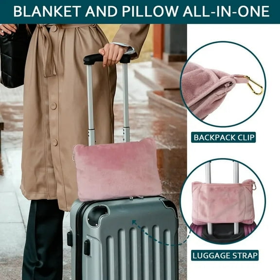 2-in-1 Travel Blanket, Airplane blanket/pillow, travel pillow/blanket, Premium Soft Travel Blanket Pillow Airplane, Pilllow converts into blanket,
