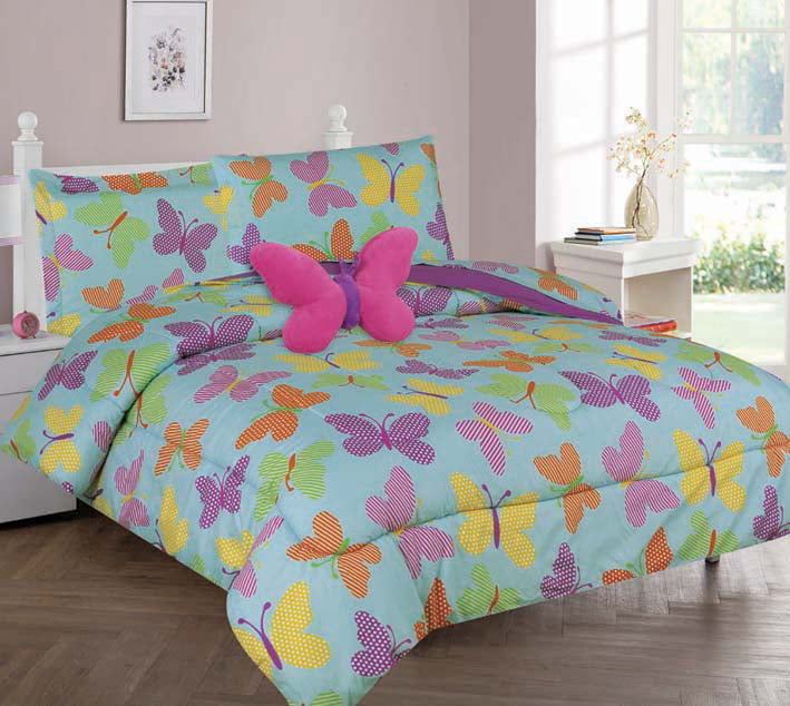 Owl Pink Teal Purple Girls Bedding Twin or Queen Comforter Bed Set 