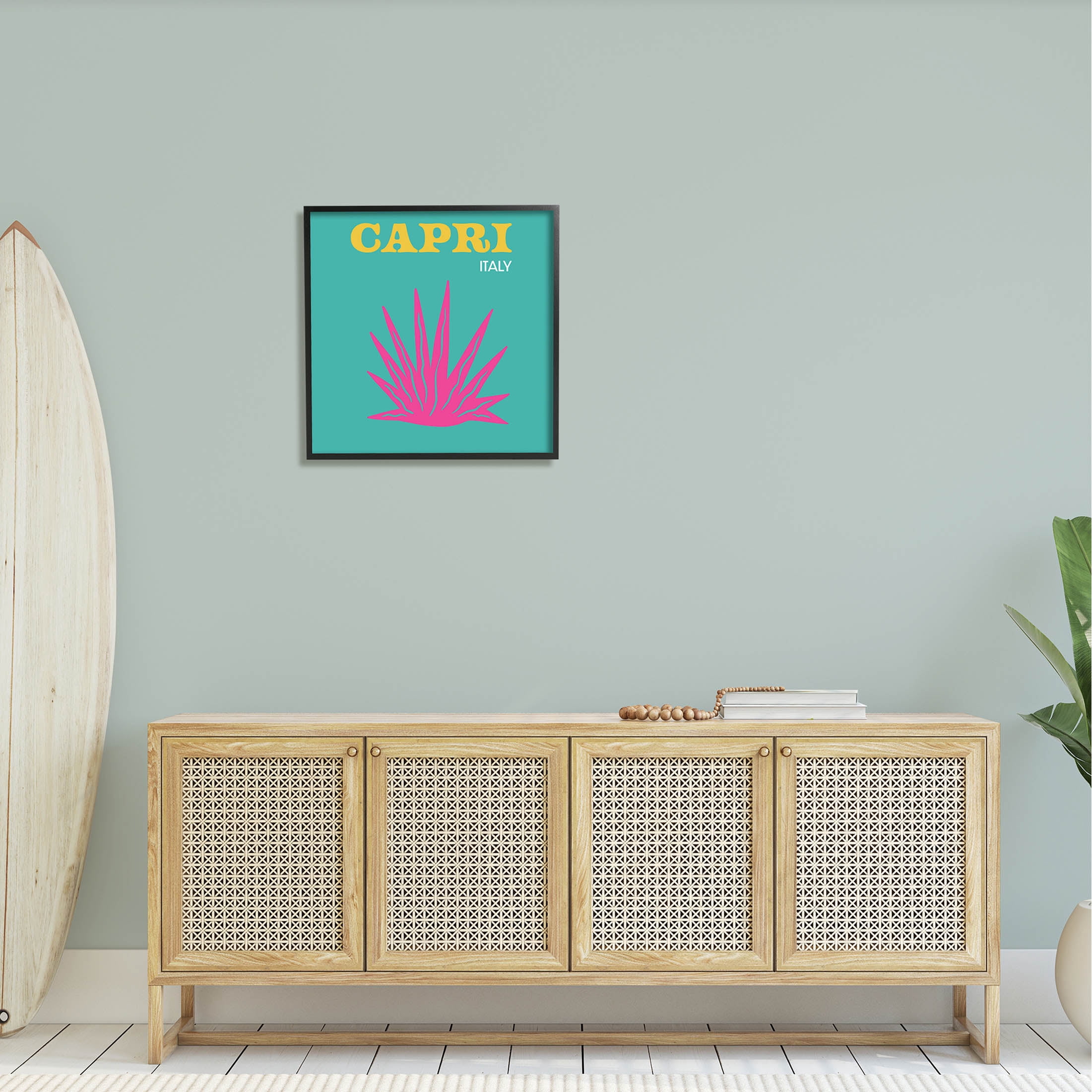 Stupell Industries Capri Modern Tropical Plant Graphic Art Black Framed Art Print Wall Art, Design by The Saturday Evening Post