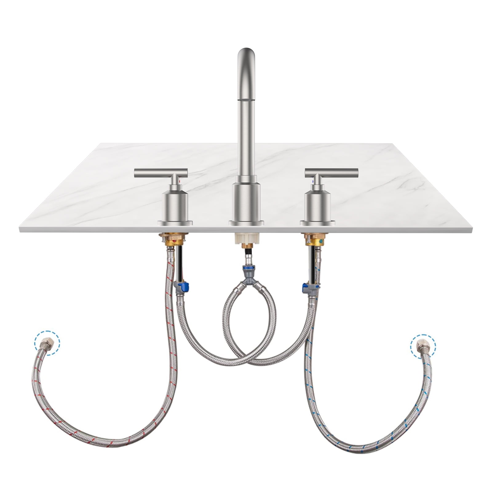 Kselythan 8 inch Bathroom Faucet 3 Hole, 2-Handle Bathroom Sink Faucet,   Widespread Bathroom Centerset Faucet Set with Drain Assembly