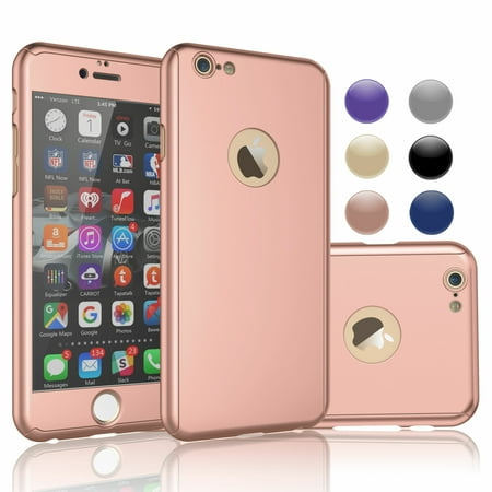 Apple iPhone 6 Case, Case For iPhone 6, iPhone 6 Screen Protector, Njjex Thin Premium Dual Layer Hard Case For iPhone 6 with Tempered Glass Screen Protector For iPhone 6 4.7" -Rose Gold