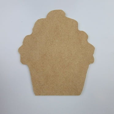 3" Cupcake, Unfinished Wood Art Shape by Wooden Craft Cutouts