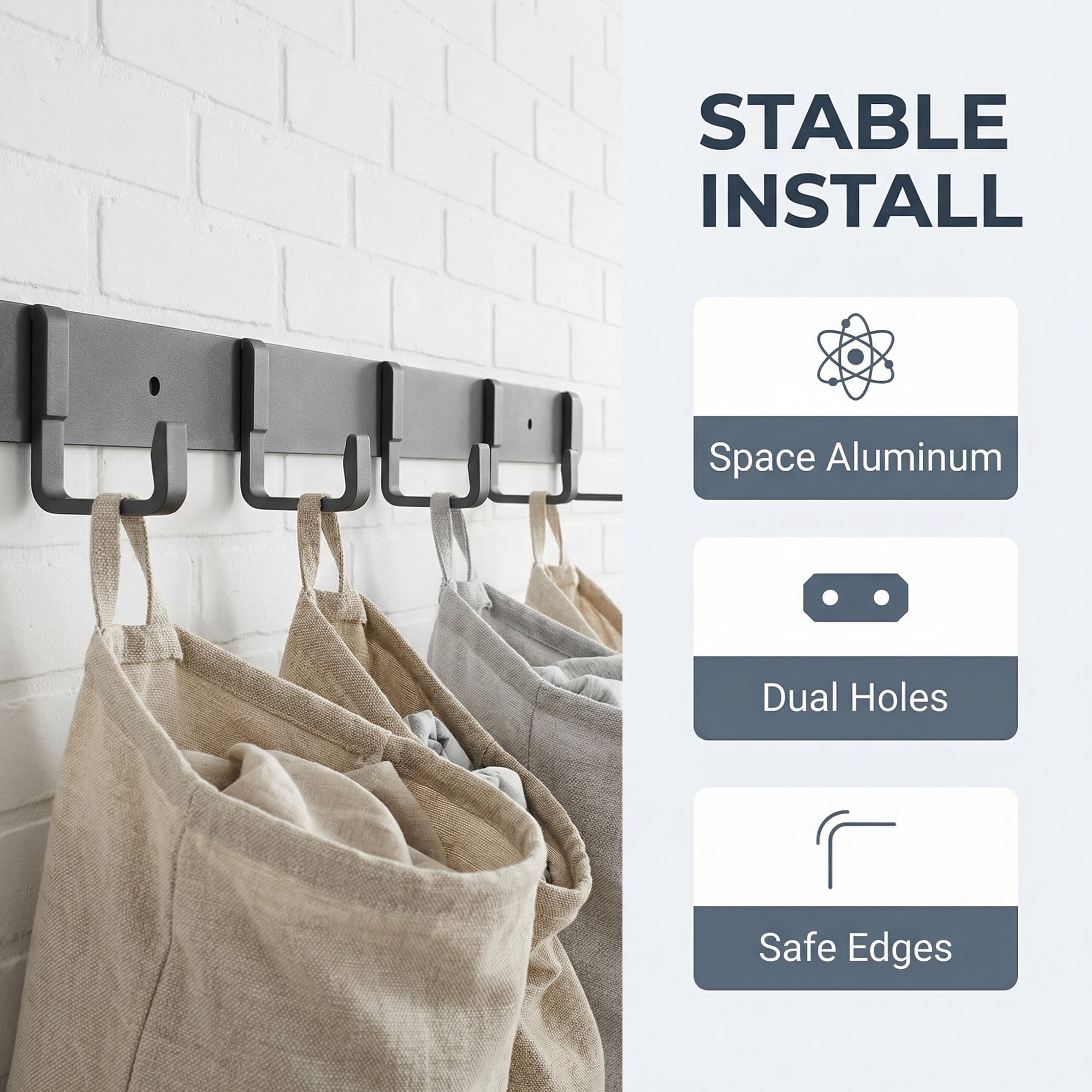 Unique Bargains Coat Rack Wall Mount Metal Wood 5 Hooks for Entryway Bathroom Gray