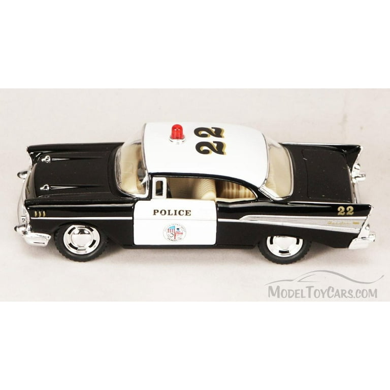 1957 Chevy Bel Air Police Car, Black - Kinsmart 5323D - 1/40 scale