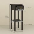 thumbnail image 3 of PRZL 2-Tier Side Table with Drawer, Narrow End Table with Bottom Shelf, for Living Room, Set of 1, Coffee, 3 of 9