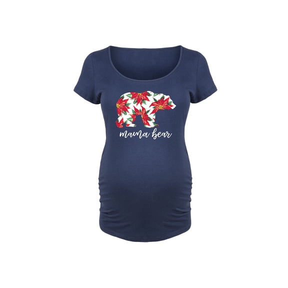 Bloom Maternity - Mama Bear Poinsettia Fill - Maternity Scoop Neck T-Shirt