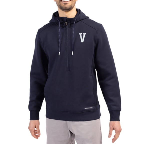 Men's-Cutter & Buck  Navy Villanova Wildcats Roam Eco Recycled Half-Zip Pullover Hoodie