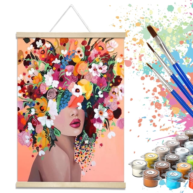JYLMOOD Paint by Numbers with Hanger Frame for Adults Beginners Roll Canvas,12x16in