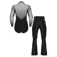 thumbnail image 2 of Kaerm Mens 2 Piece Latin Dance Outfits Long Sleeve Ballet Tango Ballroom Dance Leotard with Pants Black XXL, 2 of 7