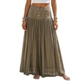 thumbnail image 2 of IUYRTFE Women Cotton Linen Maxi Skirt Solid Color High Waist Flowy Long Beach Skirt, 2 of 5