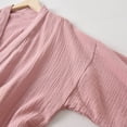 thumbnail image 6 of Puntoco Women's V-Neck Crinkle Cotton Gauze Wrap Robe, 3/4 Sleeve Breathable Sleep Bathrobe with Tie Belt & Pocket Pink XXL, 6 of 7