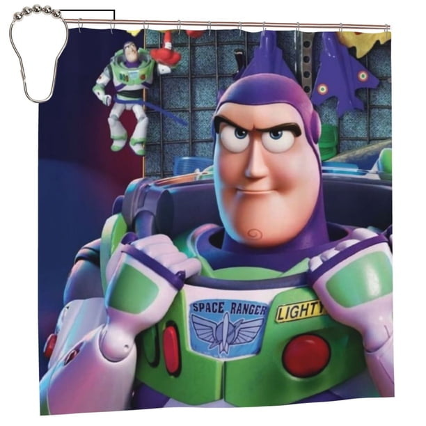 Cortina de ducha Toy Story, opaca, para baño, impermeable, resistente al moho, bloquea la privacidad, probador, patrón de impresión fina con diseño de patchwork, 72 x 72 pulgadas, talla única.