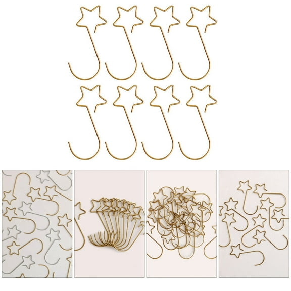Zehuanyu  60 Pcs Star Hook Christmas Balls Hooks for Hanging Outdoor Lights Purse Golden
