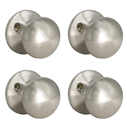 Door Hardware Locks/Knobs Individual Dummy Door Knob, Brushed Nickel Knob Set Interior Door Use, Flat Shape 4 Pack