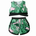 thumbnail image 1 of Felwors Girls Spring And Autumn Style Korean Style Sleeveless Leaf Printed Top + Printed Shorts Two Piece Set, 1 of 7