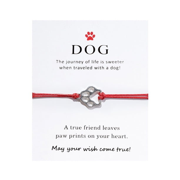 Trenza de alambre encerado pulsera ajustable Pushpull perro DOG bendición tarjeta pulsera