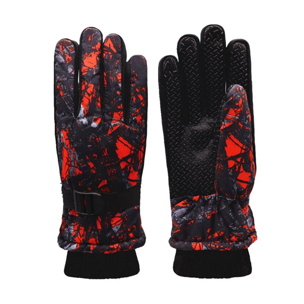 Minnieouse Guantes para niños Manoplas Unisex Moda Estampado en frío Grueso Fleece Mitten Ajustable Niñas Niños Guante para esquiar al aire libre guantes y mitones Rojo Minnieouse AP011187-01B