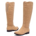 thumbnail image 2 of LOVE STEETLY Women's Knee High Low Heel Riding Boots, Side Zipper Round Toe Faux Leather Casual Comfort Versatile Boot, 2 of 6