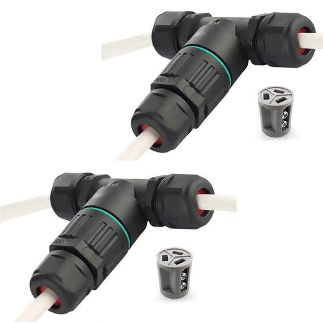yingyy 2 Set IP68 Waterproof Cable Connector T Shape 3 Pin Cable Wire Gland Sleeve Connector