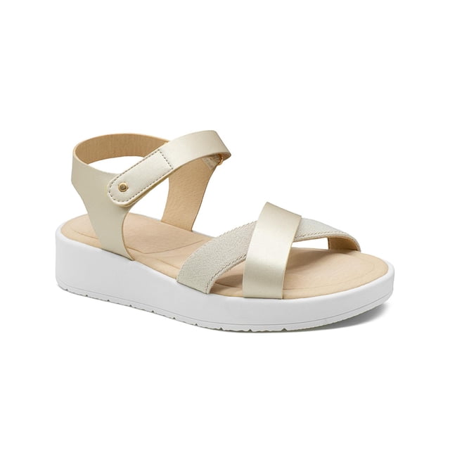 Sandalia Para Dama Plataforma Suela Blanca Super Comodas plateado 26