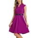 thumbnail image 4 of Vestido de trabajo INSPIRE CHIC para mujer, corte acampanado, vestido de negocios de manga corta 2024, color púrpura, 4 of 6