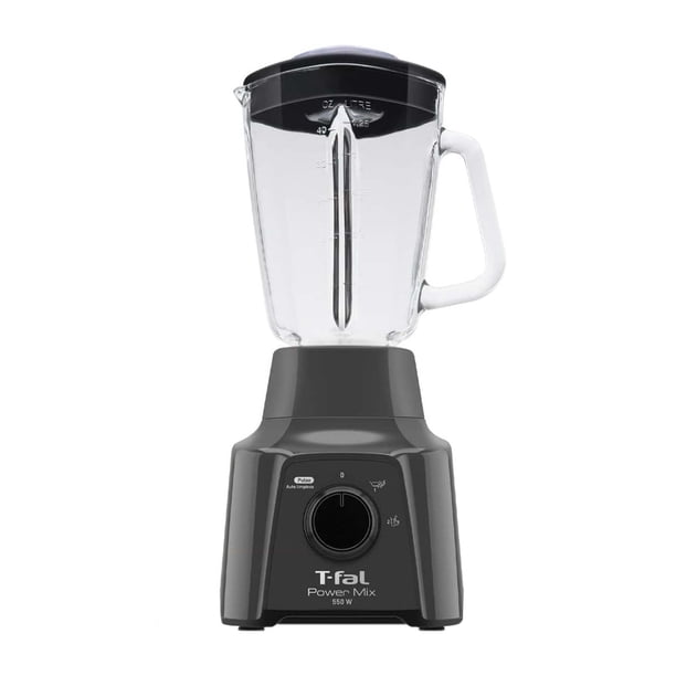 Licuadora 2 Velocidades Powermix T-fal, con Vaso de Vidrio de 1.25 litros, 4 cuchillas de acero inoxidable Zelkrom desmontables para fácil limpieza, Gris, modelo LN283BMX