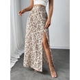 thumbnail image 7 of White Ditsy Floral High Slit Maxi Skirt For Women – Elegant Flowing Wrap Style With Side Split, 7 of 7