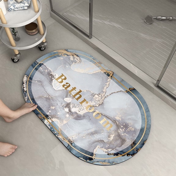 Diatomaceous Earth Bath Mat, Absorbent Quick Dry Non-Slip Floor Mat for Bathroom, Shower, Toilet, Entry Door, Indoor and Outdoor Use, Washable Waterproof