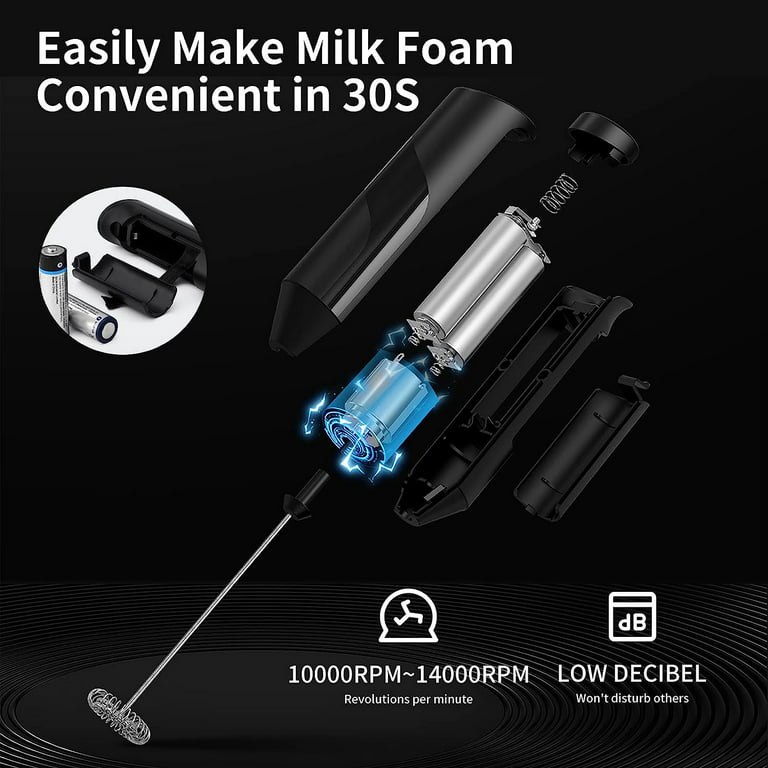 Fleaks Funly Frother Handheld, Milk Frother for Coffee, Battery Operated  Drink Mixer for Matcha and More, Handheld Electric Mini Whisk Small Hand  Mixers, Frappe Maker, Black 