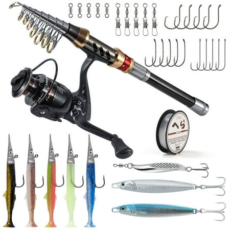 Dr.Fish Fishing Rod and Reel Combo Telescopic Rod 4000 Spinning Reel Combo Set Saltwater Sea Fishing Lures Jigs Spoon Spinner Sandeel Lures Sea Gear Equipment Tackle