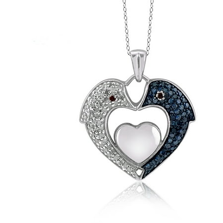 JewelersClub 1/4 Carat T.W. Multi-Color Diamond Sterling Silver Fish Heart Pendant