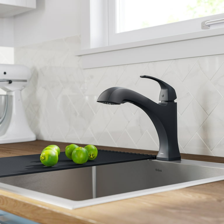 Kraus Oren Matte Black 1-Handle Deck-Mount Pull-Out Handle Kitchen Faucet Kraus Oren Matte Black 1-Handle Deck-Mount Pull-Out Handle Kitchen Faucet
