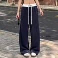 thumbnail image 4 of Straight Leg Sweatpants for Women Drawstring Pocket Elastic Waist Casual Sports Fitness Travel Lounge Pants, 4 of 5