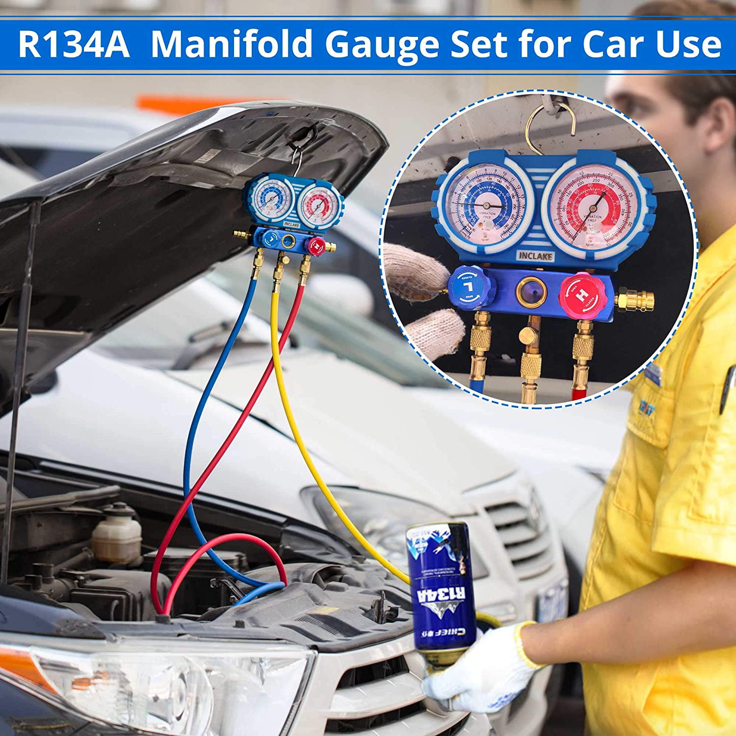 VEVOR AC Jauge Set – 3 Way AC Manifold Jauge Set pour réfrigérant R134A R22  R12 R502