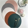 thumbnail image 4 of Chic Faux Leather Placemats, Two Tone Water Resistant Washable Round Table Mats, Durable Non-Slip Stain Resistant Placemats for Kitchen, Patio, Outdoor, Indoor Use (Collection Of, 4 of 7