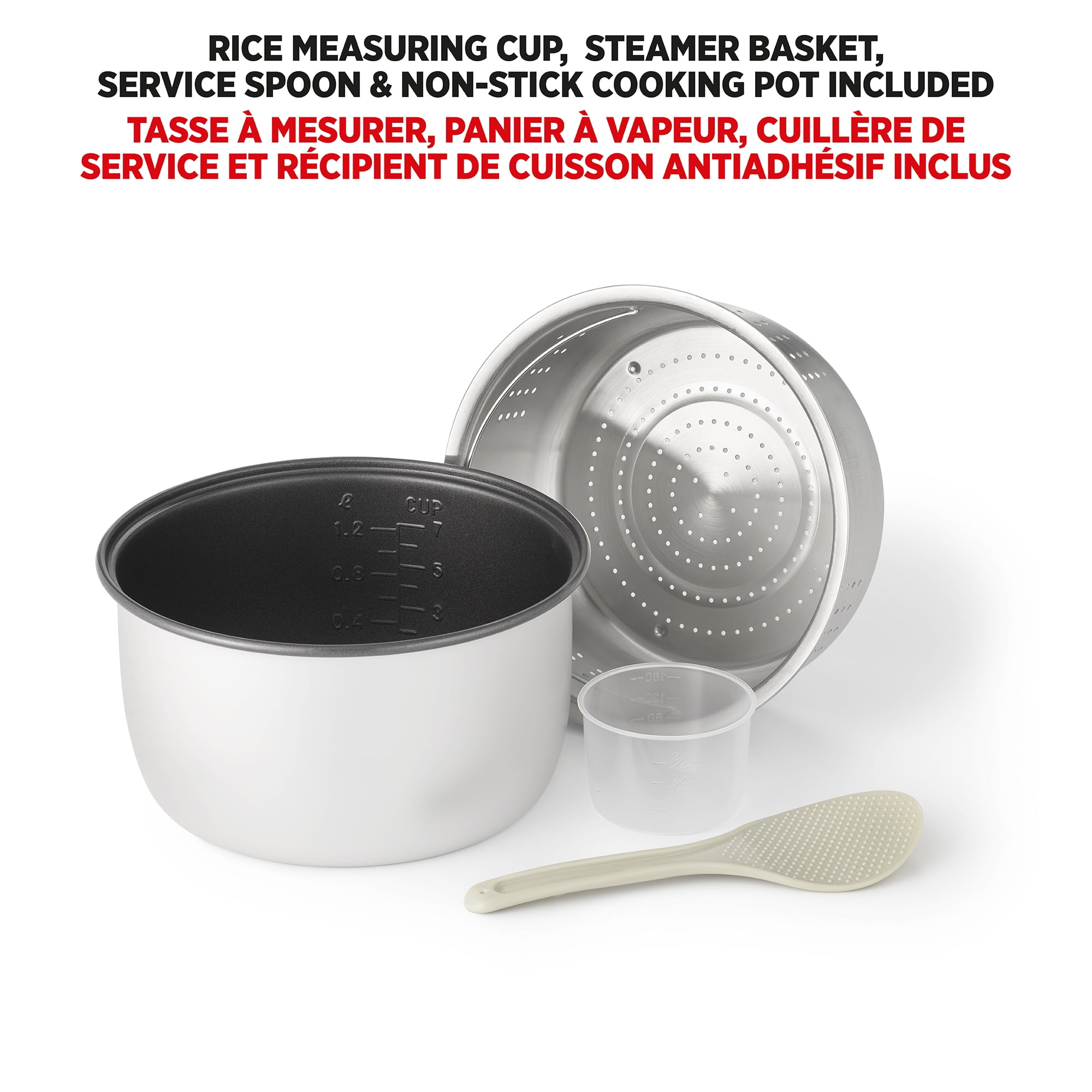 Starfrit Cuiseur À Riz Faible En Glucides 14 Tasses, Réduit Les Glucides, 7 Fonctions, Panier Vapeur, Marmite Antiadhésive, Facile À Nettoyer, Cuisine Saine Riz Brun Blanc Soupe