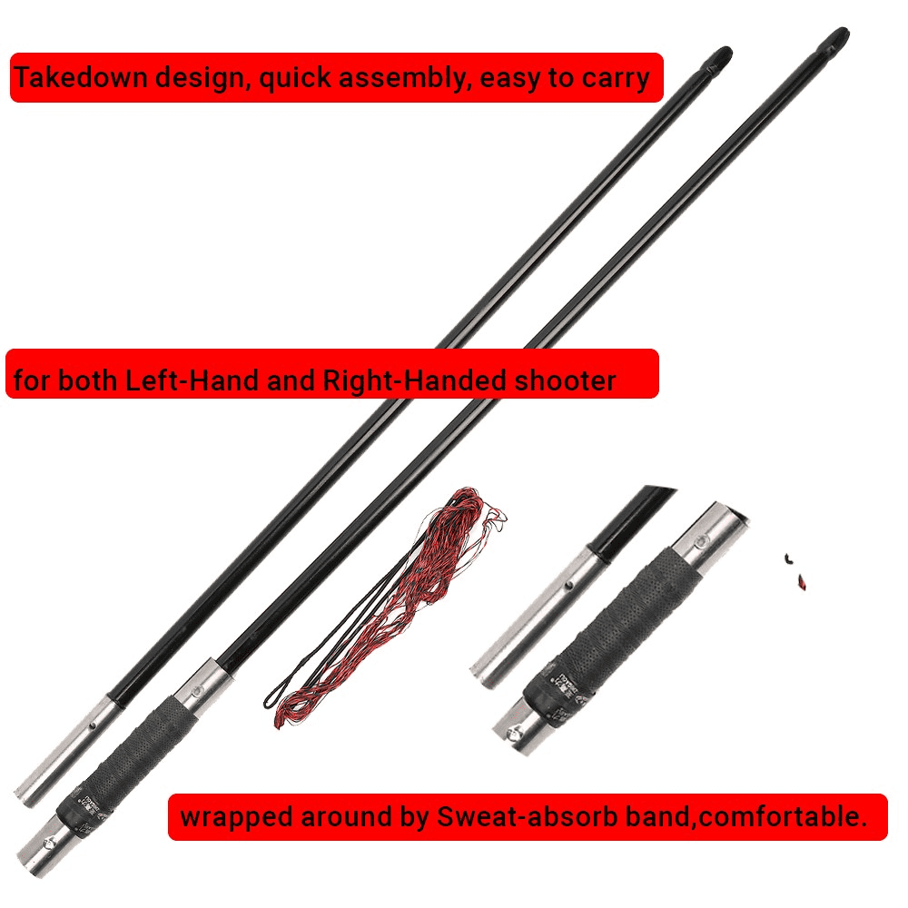 65" English Traditional Longbow Set 60lbs Archery Takedown Bow Hunting