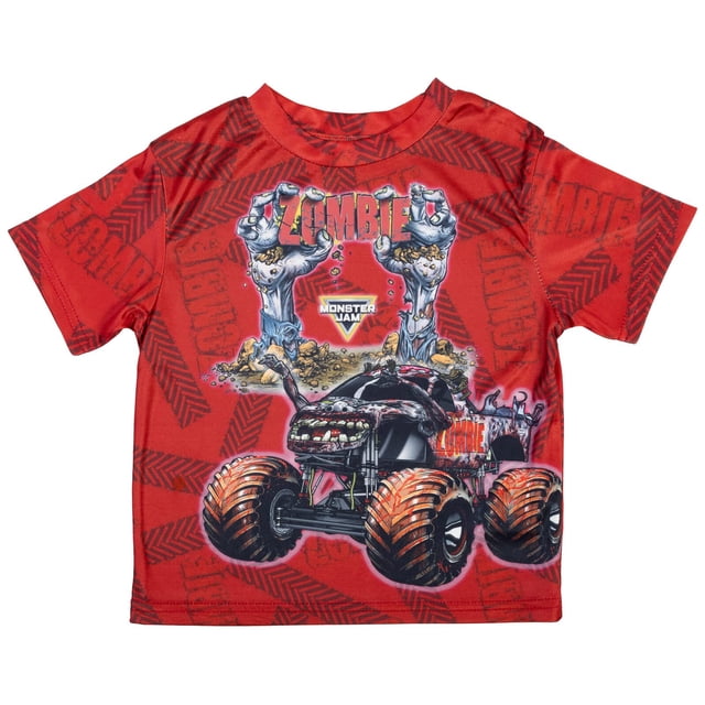 Camiseta Monster Jam Zombie Red Grave Digger para niños 3T