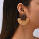 thumbnail image 3 of Pendientes colgantes de ratán, pendientes de aro vintage geométricos hechos a joyería boho, pendientes colgantes, para cumpleaños, día de la Marrón, 3 of 6