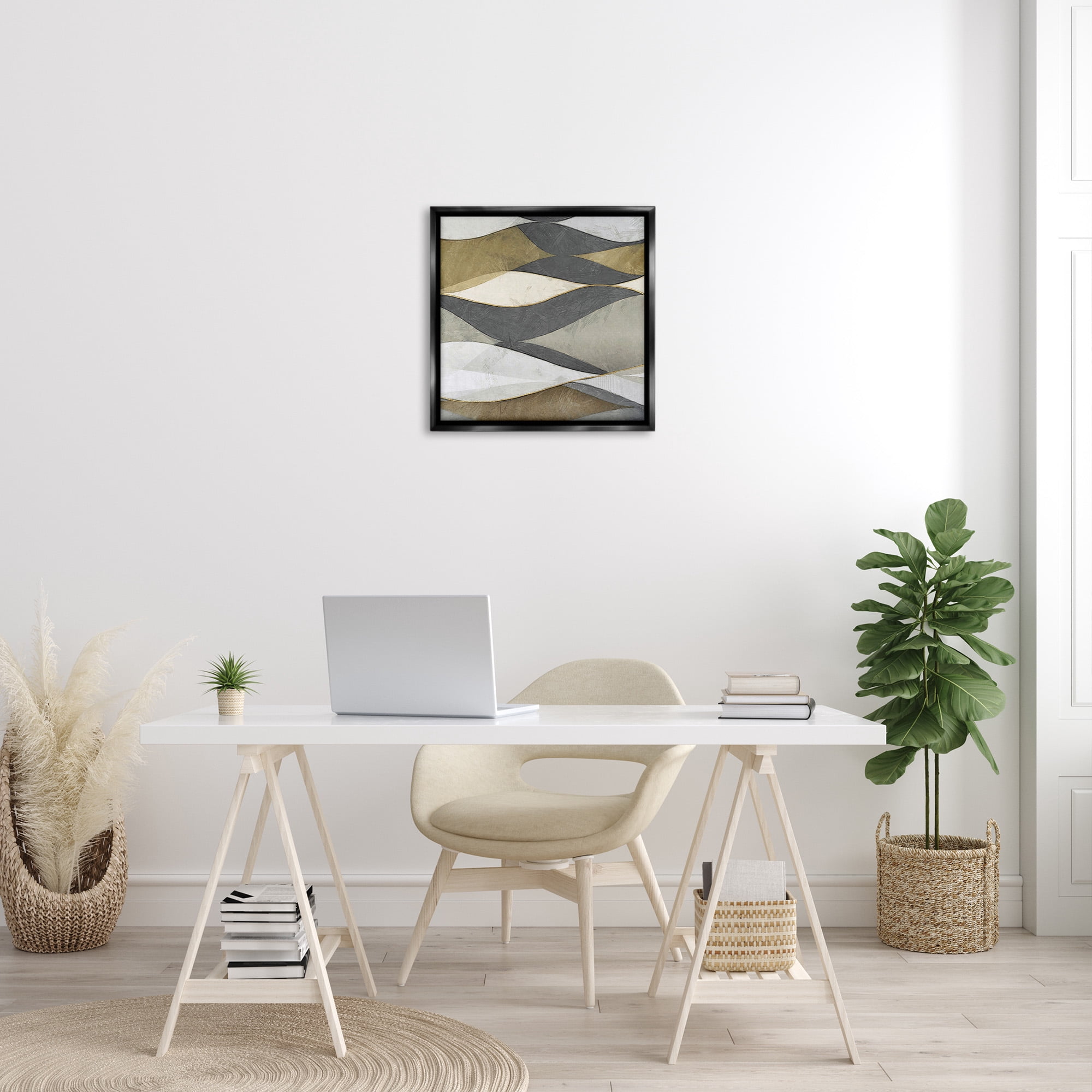 Stupell Industries Southwestern Striped Abstract Abstract Painting Black Floater Framed Canvas Art Print Wall Art, 25 x 25