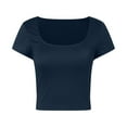 thumbnail image 4 of TYGHBN Women's Square Neck Short Sleeve Double Layer Tops Basic Slim Fit Going Out T Shirt Top for Women Workout Workout for Women Pack Tops Workout Sports Bra Shirts for Women Yoga Tops for Women, 4 of 5