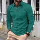 thumbnail image 1 of Blusa y camisa de manga larga con cuello vuelto para hombre, informal, de manga larga, con cremallera y solapa a rayas, blusa de manga larga con cuello vuelto, blusa de poliéster para hombre, 1 of 9