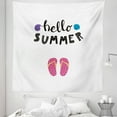 thumbnail image 1 of Summer Tapestry, Hello Holiday Hot Days Flip Flops Seashells Typography Cursive, Fabric Wall Hanging Decor for Bedroom Living Room Dorm, 5 Sizes, Charcoal Grey Multicolor, by Ambesonne, 1 of 1