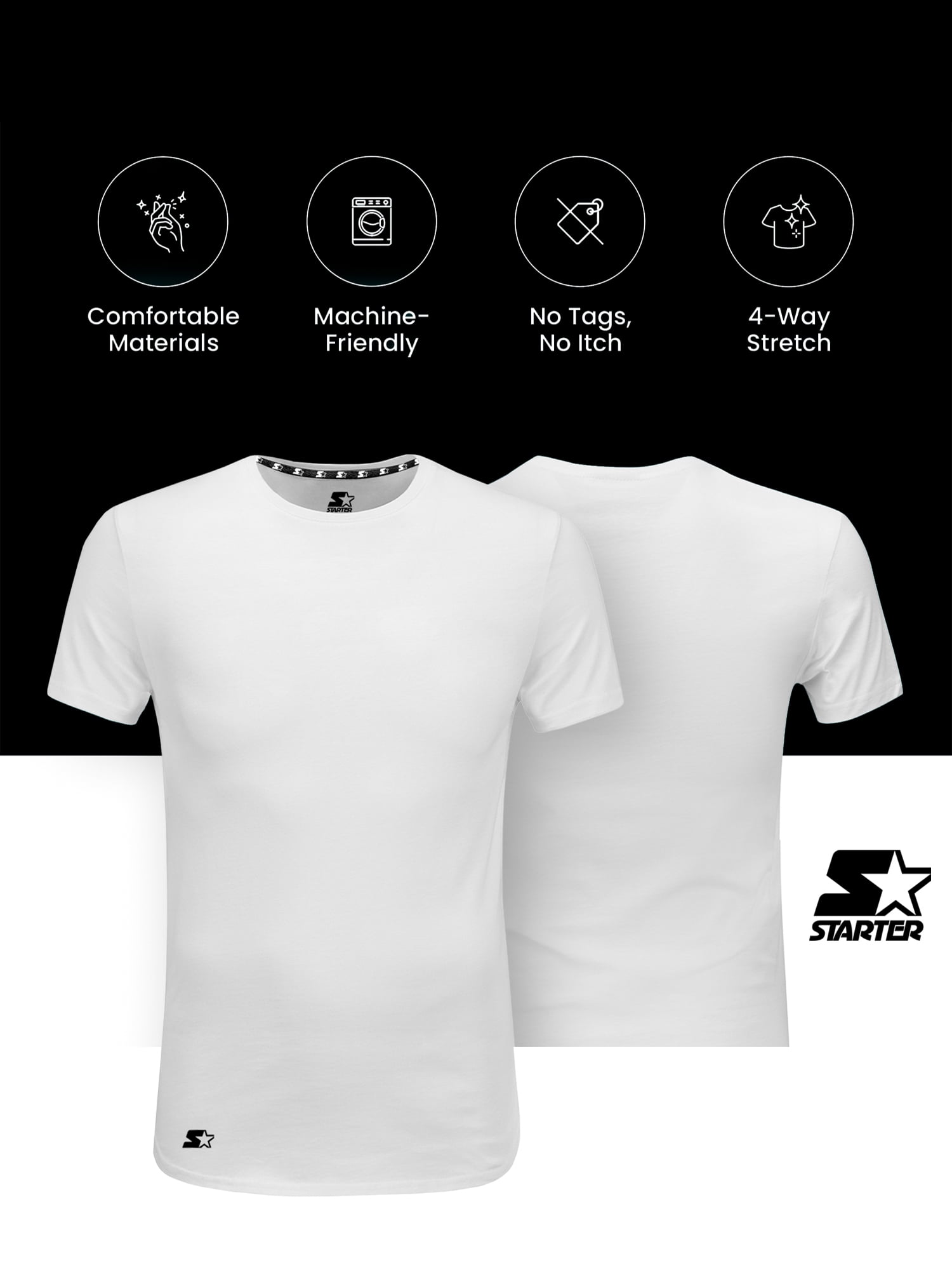 Starter Men's Crewneck Tees with Short Sleeves, 6-Pack