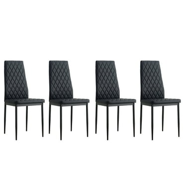 Hommoo Modern Dining Chairs Set of 4, Dining Room PU Leather Dining Chair, Side Chairs for Home Kitchen Living Room, Black
