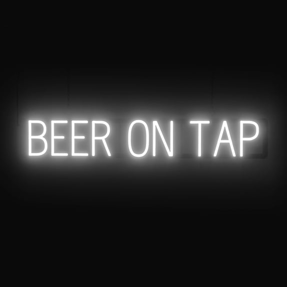 SpellBrite BEER ON TAP LED Sign for Business. 38.7" x 6.3" White BEER ON TAP Sign Has Neon Sign Look With Energy Efficient LED Light Source. Visible from 500+ Feet, 8 Animation Settings.