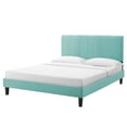 thumbnail image 1 of Platform Bed Frame, Queen Size, Velvet, Blue, Modern Contemporary Urban Design, Bedroom Master Guest Suite, 1 of 10