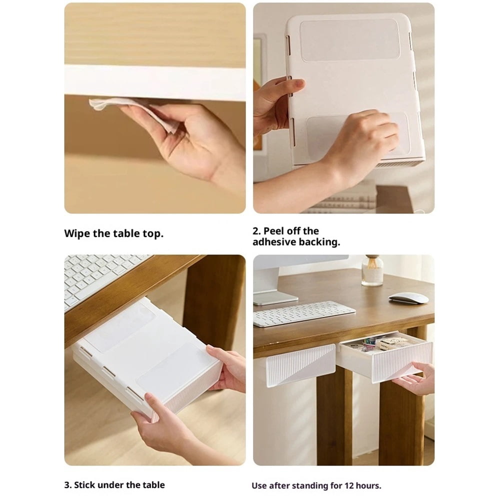 Under Desk Drawer - Large Under Table Hidden Drawer Desk Accessories & Workspace Organizers Desktop Storage Pencil Slide Out Organizer