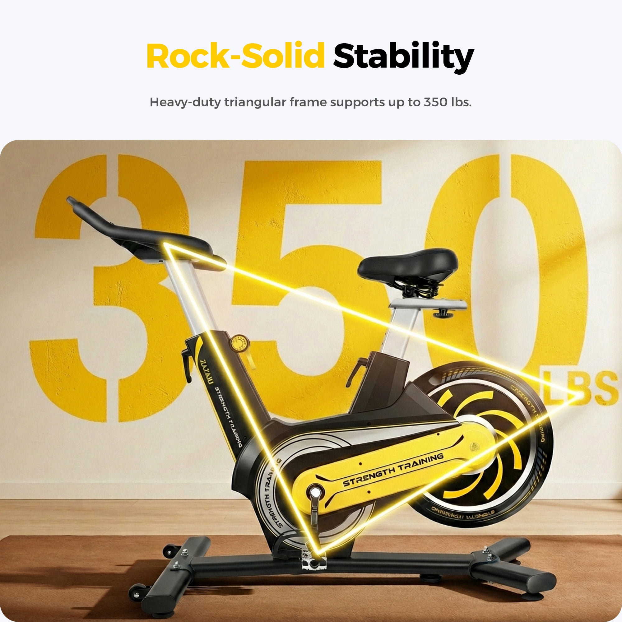 ZAZARI Semi-Commercial Exercise Bike 350 lbs Capacity, Magnetic Stationary Bikes for Home Gym with Multi-Grip Handlebar, Comfortable Seat, Silent Belt Drive, Rear Flywheel & Tablet Holder