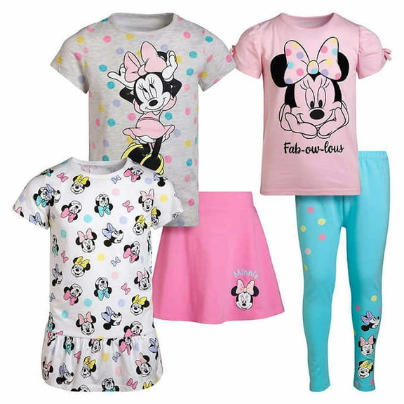 Disney Little Girl's 5 Piece Clothing Set (Minnie Mouse, 5)